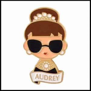 Audrey Hepburn Enameled Pin NEW